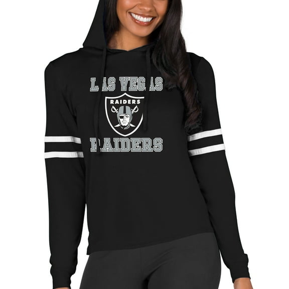 Women's Concepts Sport Black Las Vegas Raiders Marathon Lightweight Lounge Pullover Hoodie