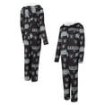 thumbnail image 1 of Women's Concepts Sport Black Las Vegas Raiders Roadway Allover Print Microfleece Full-Zip Union Suit, 1 of 3