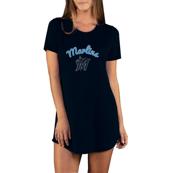 Women's Concepts Sport Black Miami Marlins Marathon Knit Nightshirt