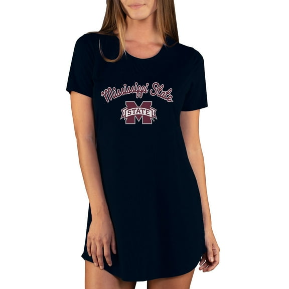 Women's Concepts Sport Black Mississippi State Bulldogs Marathon Nightshirt