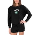 thumbnail image 1 of Women's Concepts Sport  Black New York Jets Long Sleeve Top & Shorts Sleep Set, 1 of 1