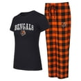 thumbnail image 1 of Women's-Concepts Sport  Black/Orange Cincinnati Bengals Avondale T-Shirt & Pants Flannel PJ Set, 1 of 3