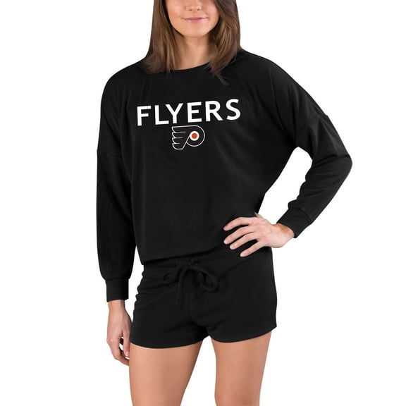 Women's Concepts Sport Black Philadelphia Flyers Gather Long Sleeve Top & Shorts Set