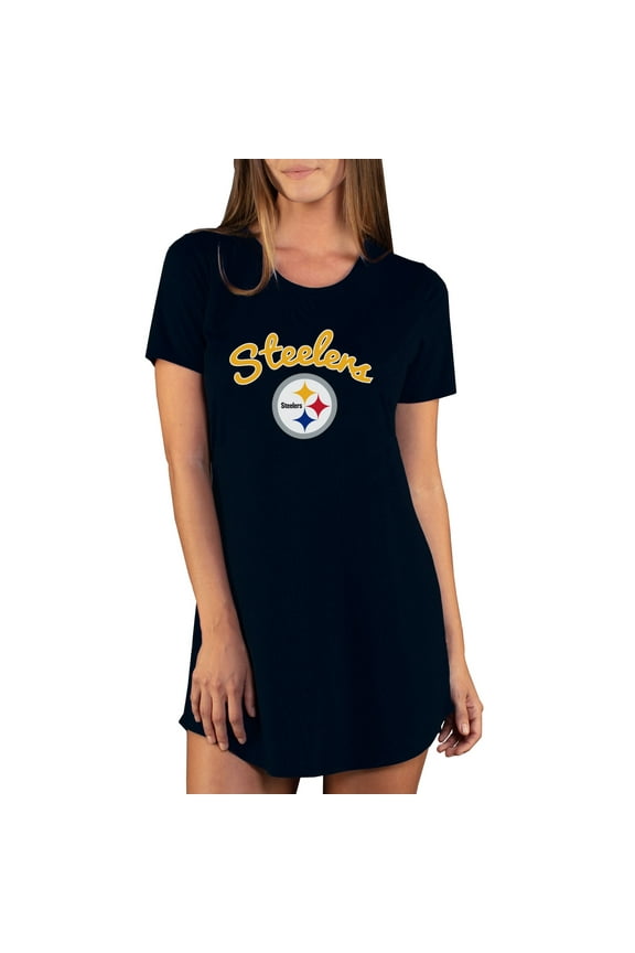 Women's Concepts Sport Black Pittsburgh Steelers Marathon Knit Nightshirt