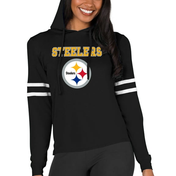 Women's Concepts Sport  Black Pittsburgh Steelers Marathon Lightweight Lounge Pullover Hoodie