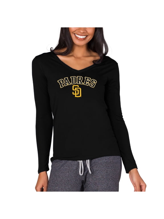 Women's Concepts Sport Black San Diego Padres Marathon Knit Long Sleeve V-Neck T-Shirt