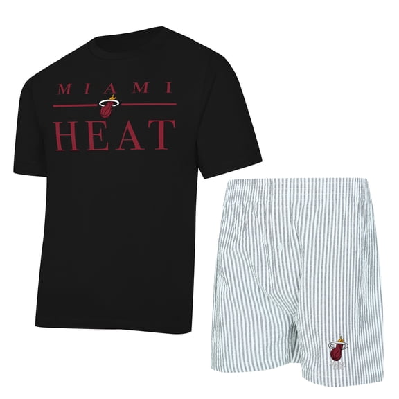 Women's Concepts Sport Black/White Miami Heat Copeland T-Shirt & Shorts Sleep Set