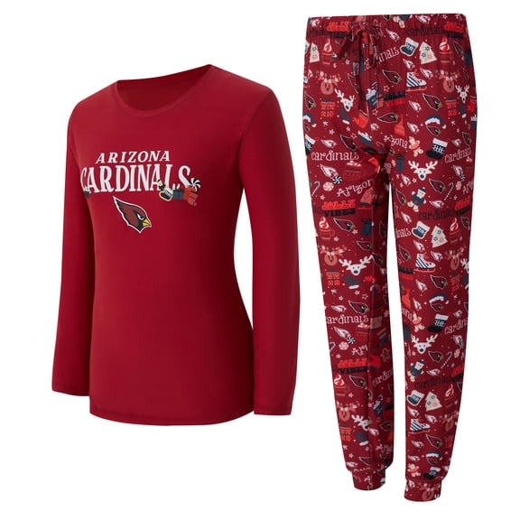 Women's Concepts Sport Cardinal Arizona Cardinals Chesnut Long Sleeve T-Shirt and Pant Sleep Set