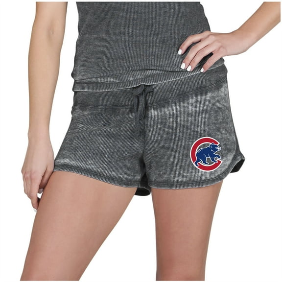 Women's Concepts Sport  Charcoal Chicago Cubs Resurgence Waffle Knit Shorts