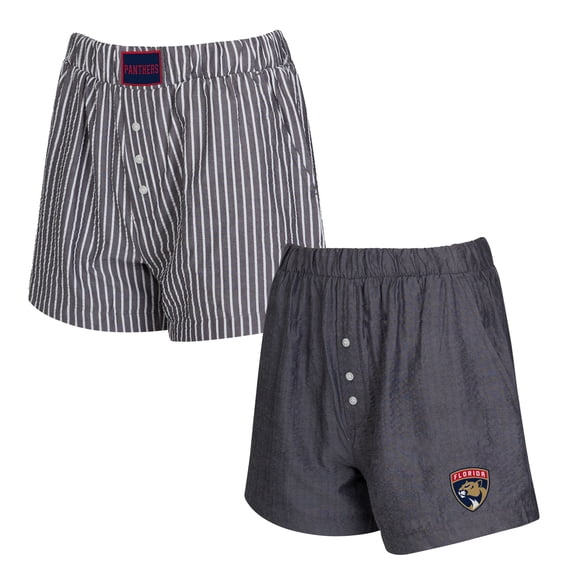 Women's Concepts Sport Charcoal Florida Panthers Two-Pack Boxer Shorts Set