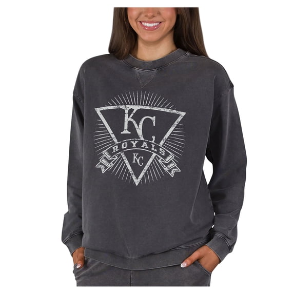 Women's Concepts Sport Charcoal Kansas City Royals Boxy Mist French Terry Long Sleeve Top