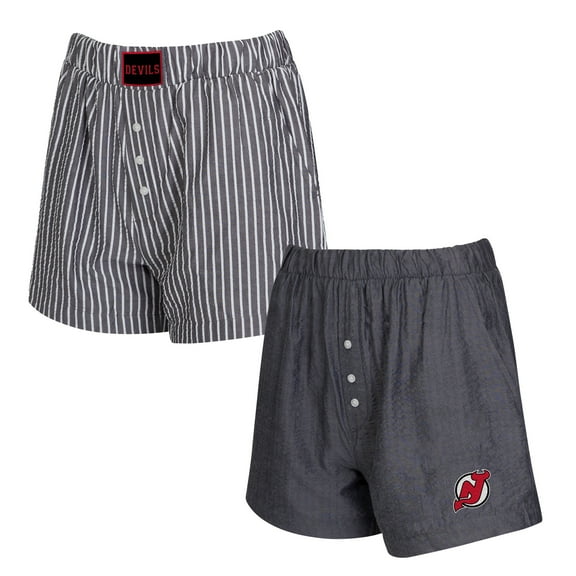 Women's Concepts Sport Charcoal New Jersey Devils Two-Pack Boxer Shorts Set