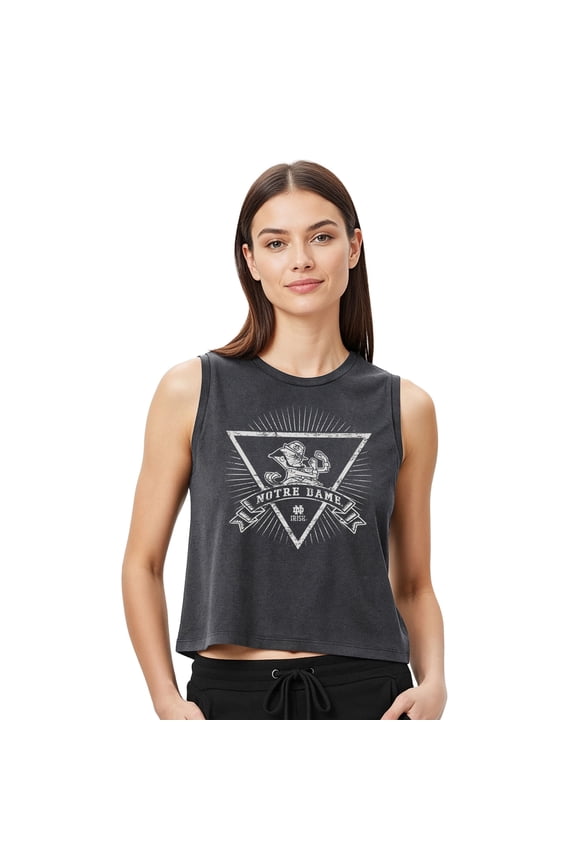 Women's-Concepts Sport  Charcoal Notre Dame Fighting Irish Distressed Market French Terry Tank Top