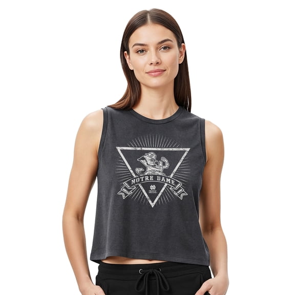 Women's-Concepts Sport Charcoal Notre Dame Fighting Irish Distressed Market French Terry Tank Top