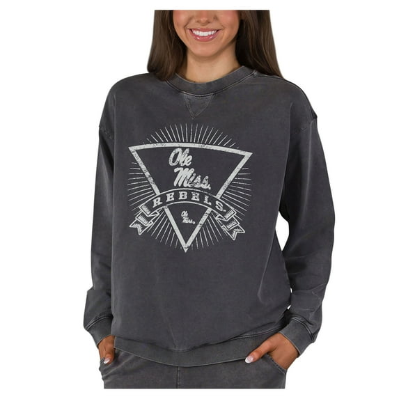 Women's Concepts Sport Charcoal Ole Miss Rebels Boxy Mist French Terry Long Sleeve Top