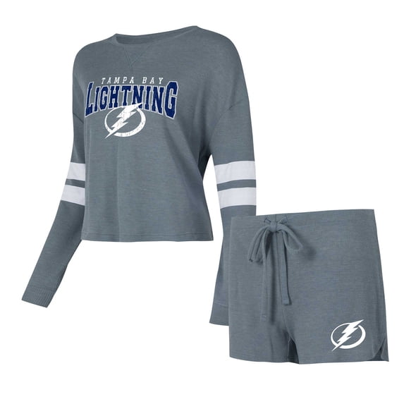Women's Concepts Sport Charcoal Tampa Bay Lightning Meadow-Long Sleeve Top & Shorts Sleep Set
