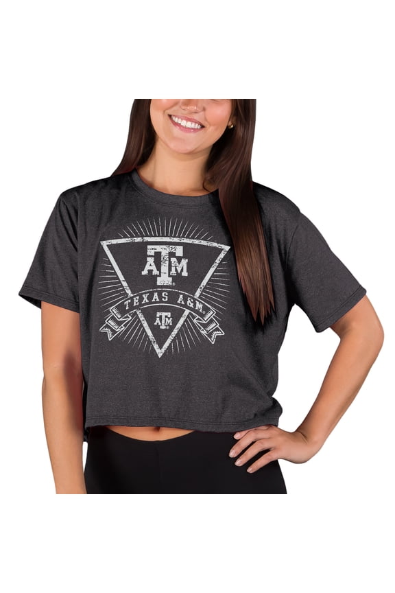 Women's Concepts Sport Charcoal Texas A&M Aggies Quest Knit Crop Top