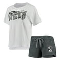 thumbnail image 1 of Women's Concepts Sport Charcoal/White Brooklyn Nets Resurgence Slub Burnout Raglan Top & Shorts Sleep Set, 1 of 5