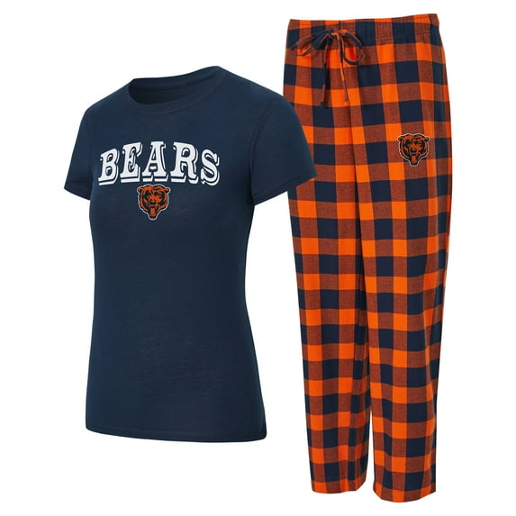 Women's-Concepts Sport Navy/Orange Chicago Bears Avondale T-Shirt & Pants Flannel PJ Set