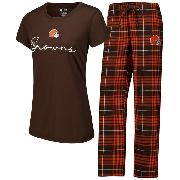 Women's Concepts Sport Cleveland Browns Vector Top & Flannel Pants Sleep Set