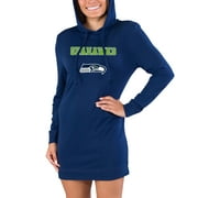 Women's Concepts Sport College Navy Seattle Seahawks Gather Long Sleeve Hoodie Nightshirt