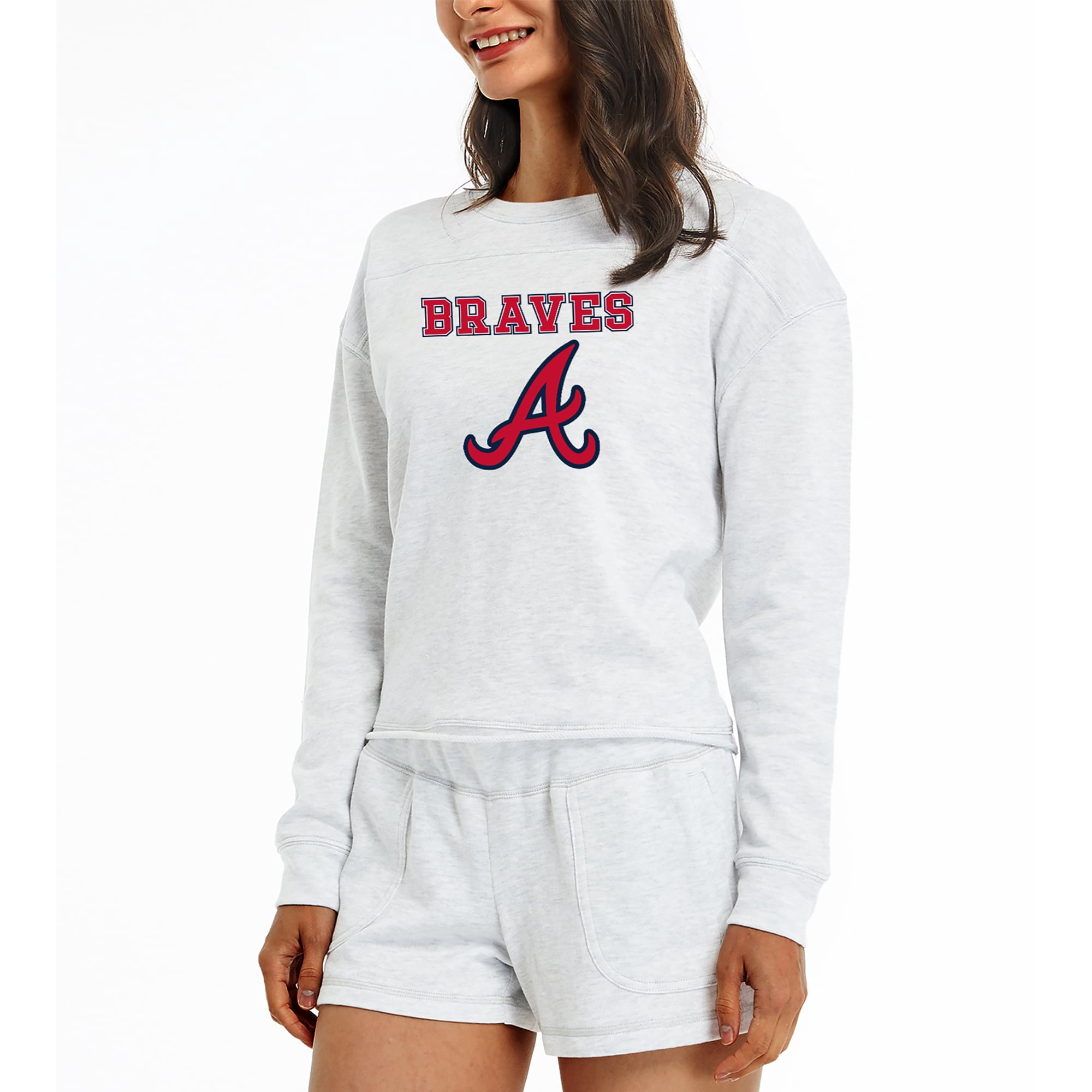 Women's Concepts Sport Cream Atlanta Braves Crossfield Long Sleeve
