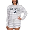 thumbnail image 1 of Women's Concepts Sport  Cream Atlanta Braves Visibility Long Sleeve Hoodie Top & Shorts Set, 1 of 1