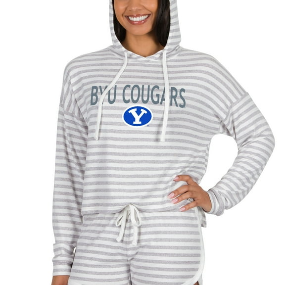 Women's Concepts Sport Cream BYU Cougars Visibility Long Sleeve Hoodie Top & Shorts Set