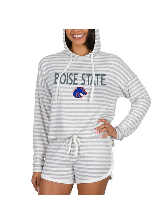 Women's Concepts Sport Cream Boise State Broncos Visibility Long Sleeve Hoodie T-Shirt & Shorts Set