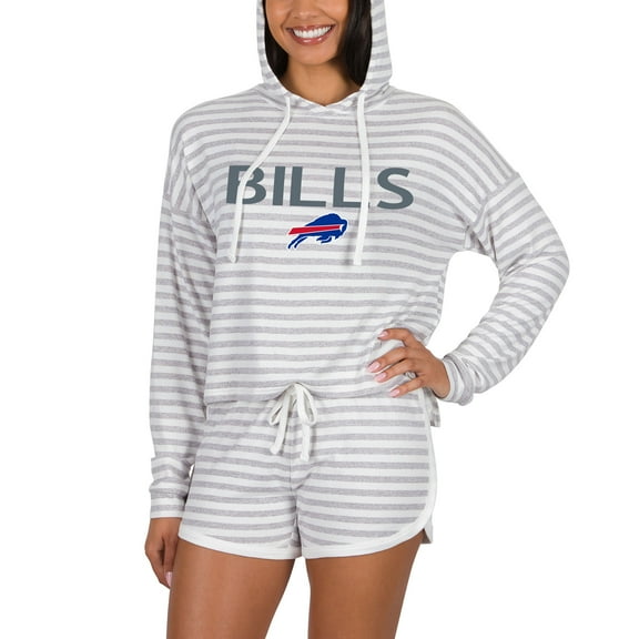 Women's Concepts Sport Cream Buffalo Bills Visibility Long Sleeve Hoodie Top & Shorts Set