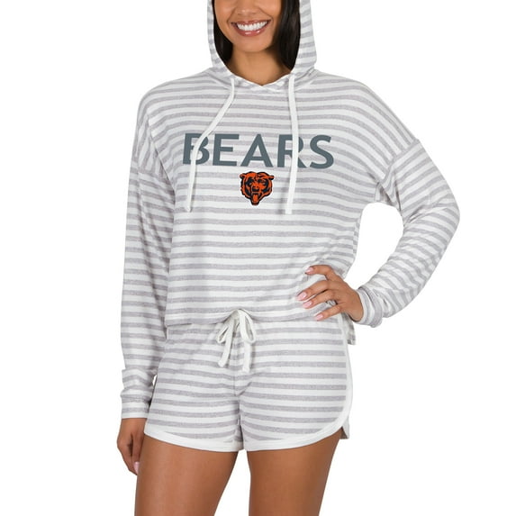 Women's Concepts Sport Cream Chicago Bears Visibility Long Sleeve Hoodie T-Shirt & Shorts Set