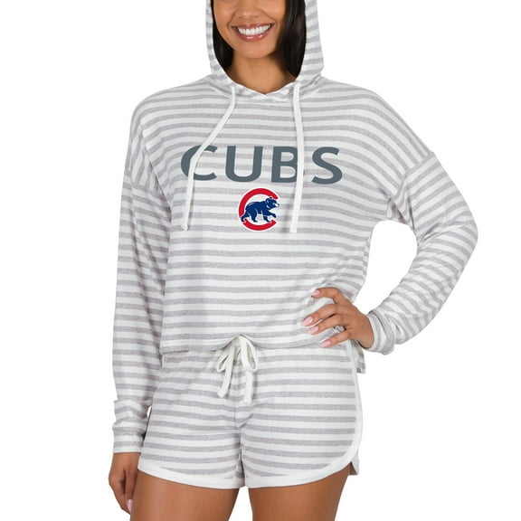 Women's Concepts Sport  Cream Chicago Cubs Visibility Long Sleeve Hoodie Top & Shorts Set