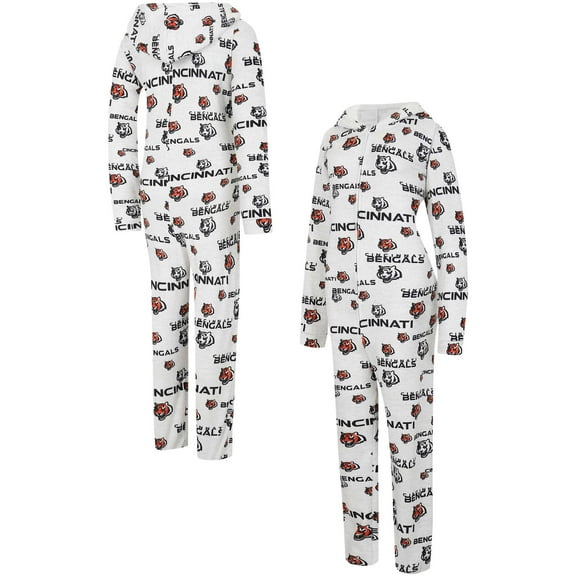 Women's Concepts Sport  Cream Cincinnati Bengals Docket Hoodie Full-Zip Union Suit