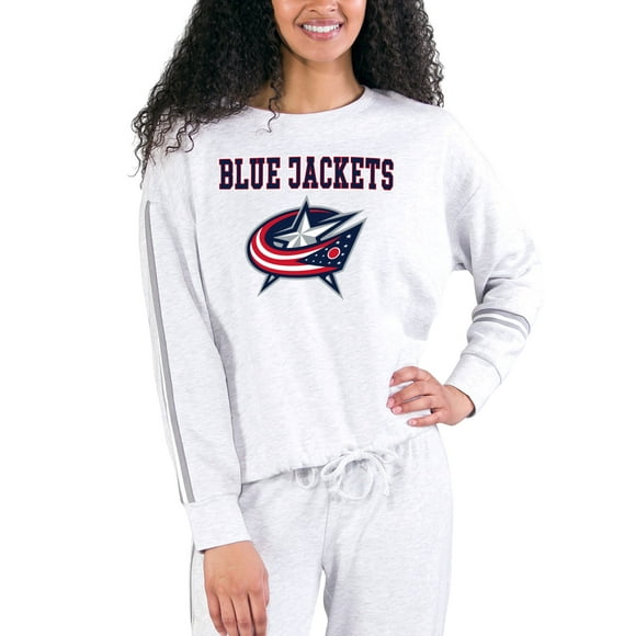 Women's Concepts Sport Cream/Gray Columbus Blue Jackets Pendant French Terry Long Sleeve Top