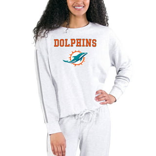 Women's Fanatics Branded Cream Miami Dolphins Game Date Oversized Cropped Lightweight Long Sleeve Tee