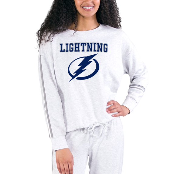 Women's Concepts Sport Cream/Gray Tampa Bay Lightning Pendant French Terry Long Sleeve Top