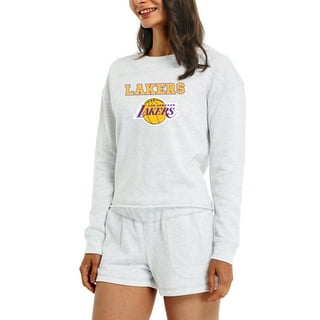 Women's Concepts Sport Purple/Heather Gray Los Angeles Lakers Plus Size Long Sleeve T-Shirt and Shorts Sleep Set Size:3XL