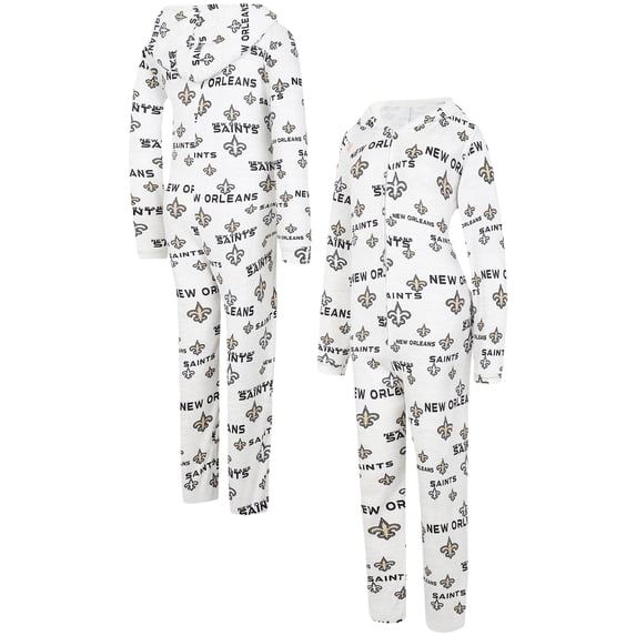 Women's Concepts Sport Cream New Orleans Saints Docket Hoodie Full-Zip Union Suit
