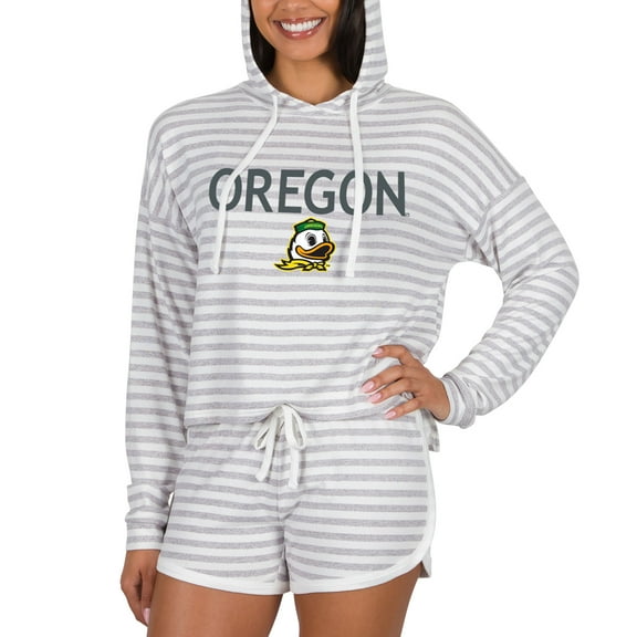 Women's Concepts Sport Cream Oregon Ducks Visibility Long Sleeve Hoodie Top & Shorts Set