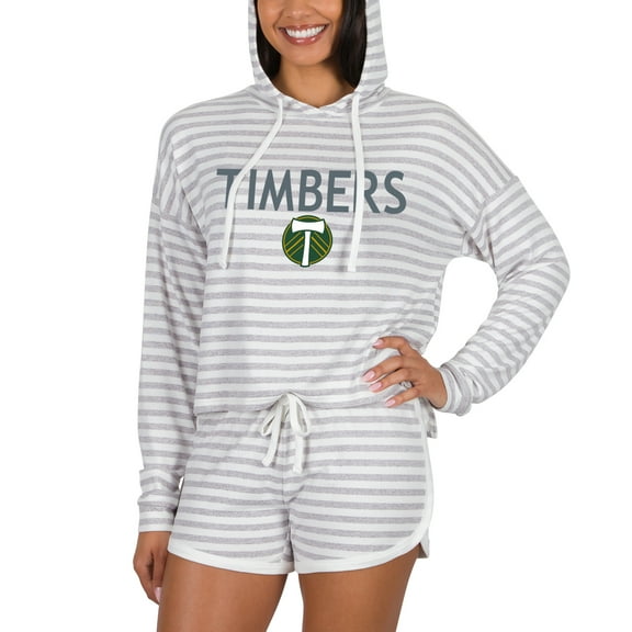 Women's Concepts Sport Cream Portland Timbers Visibility Long Sleeve Hoodie Top & Shorts Set
