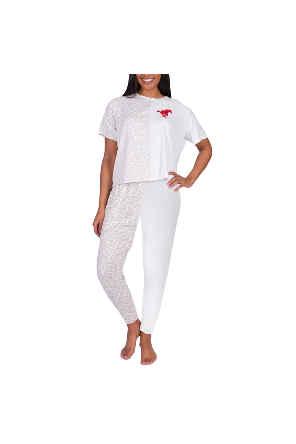 Women's Concepts Sport Cream SMU Mustangs Team Logo Brightside Top & Pants Set