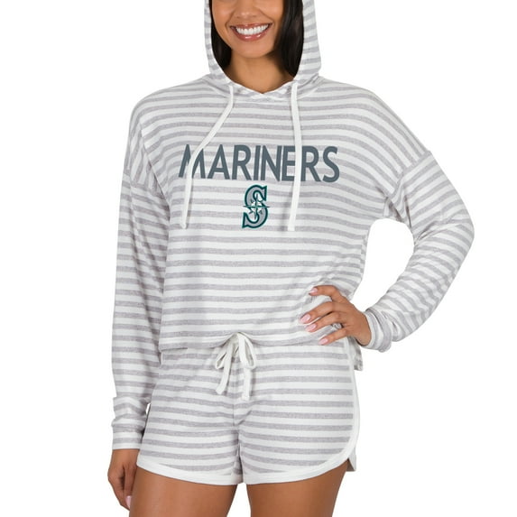 Women's Concepts Sport Cream Seattle Mariners Visibility Long Sleeve Hoodie Top & Shorts Set