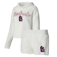 thumbnail image 1 of Women's Concepts Sport Cream St. Louis Cardinals Fluffy Hoodie Top & Shorts Sleep Set, 1 of 3