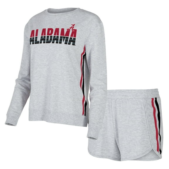 Women's Concepts Sport Gray Alabama Crimson Tide Cedar Tri-Blend Long Sleeve Top & Shorts Sleep Set