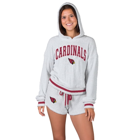 Women's Concepts Sport  Gray Arizona Cardinals Whitley Long Sleeve Hoodie Top & Shorts Set
