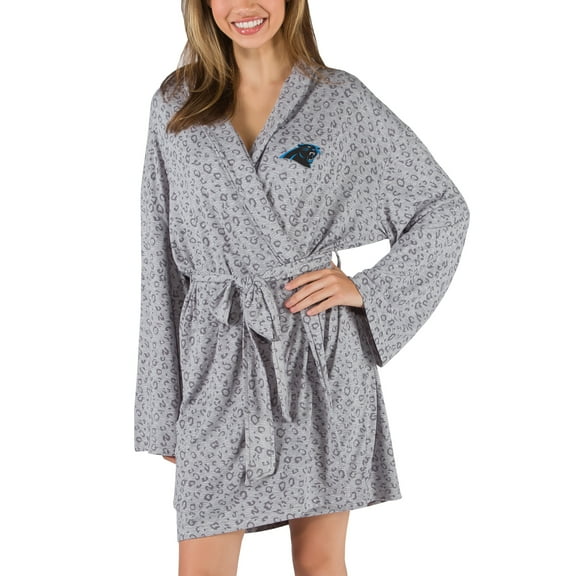 Women's Concepts Sport Gray Carolina Panthers Frill Hacci Knit Robe