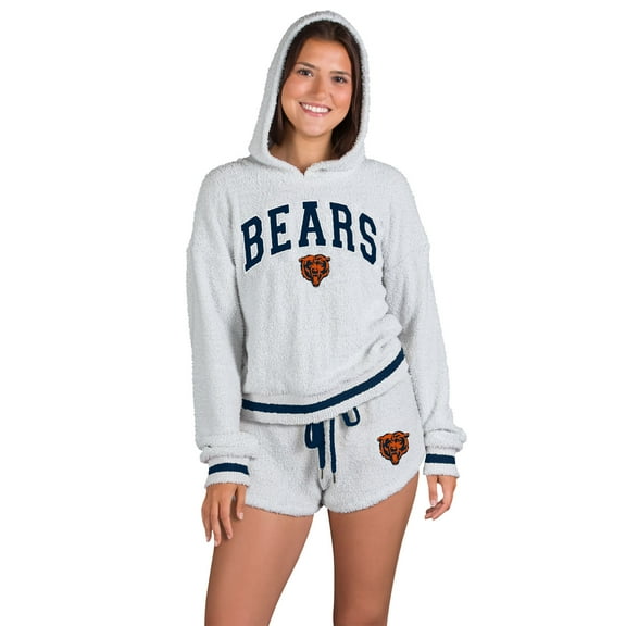 Women's Concepts Sport  Gray Chicago Bears Whitley Long Sleeve Hoodie Top & Shorts Set
