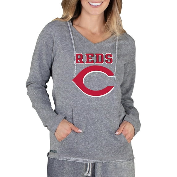 Women's Concepts Sport Gray Cincinnati Reds Mainstream Terry Long Sleeve Hoodie Top