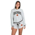 thumbnail image 1 of Women's Concepts Sport  Gray Cleveland Browns Whitley Long Sleeve Hoodie Top & Shorts Set, 1 of 3