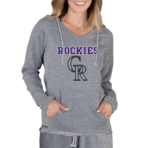 Women's Concepts Sport Gray Colorado Rockies Mainstream Terry Long Sleeve Hoodie Top